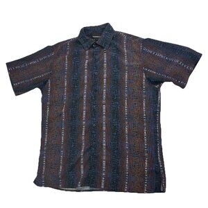 Bassiri Limited Collection Mens L Multicolor Striped Short Sleeve Shirt